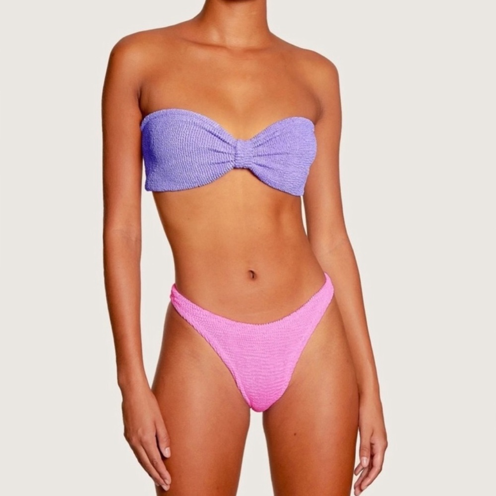 SALE NWT Hunza G duo bikini set in lilac/bubblegum - Picture 2 of 3